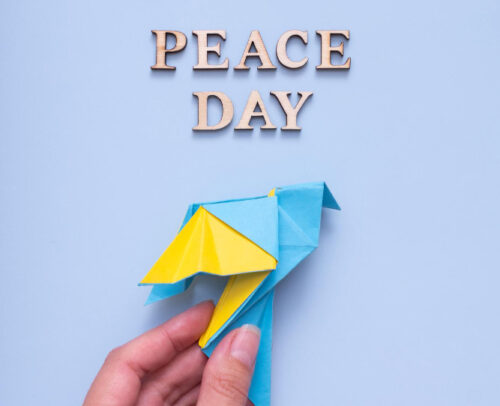 crafted paper shaped like a bird for peace day